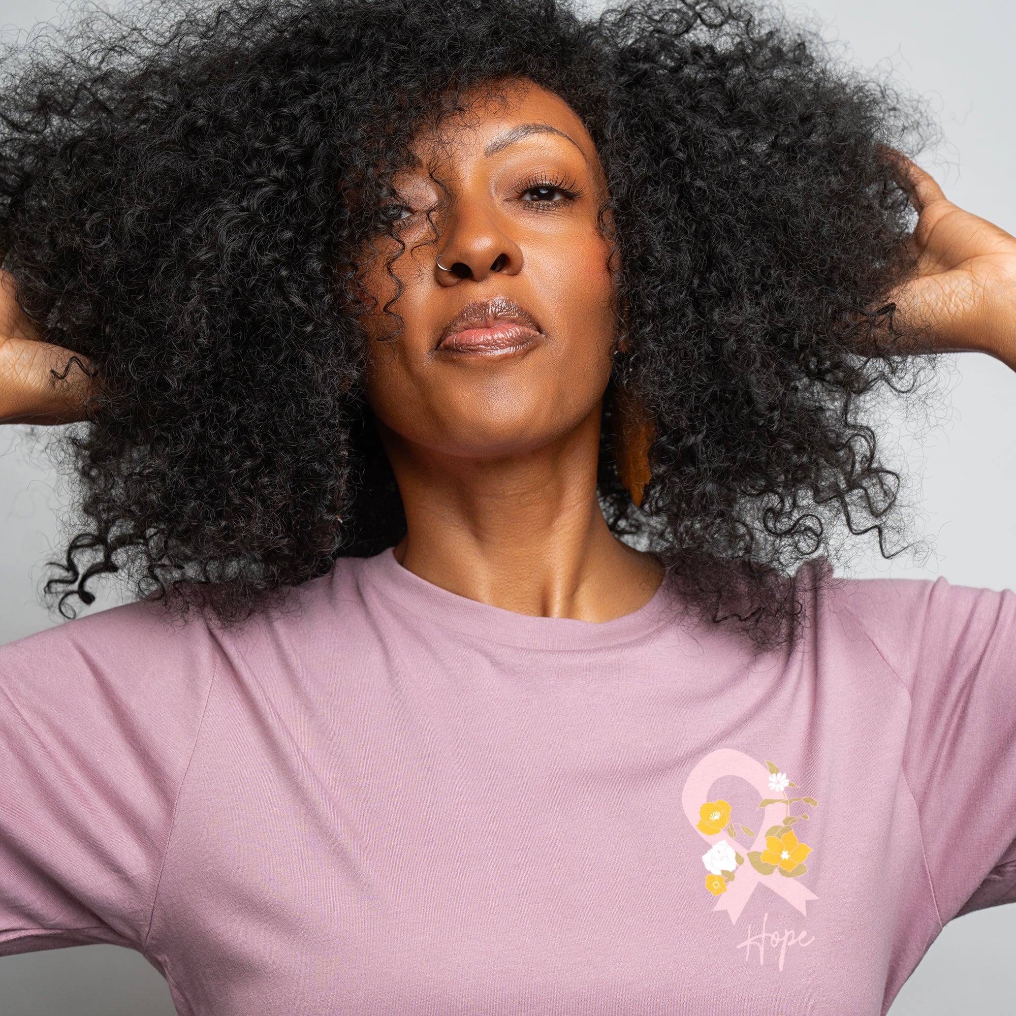 Pink Ribbon Breast Cancer T-Shirt - Pink - Floral- NBCF