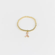 Load image into Gallery viewer, Pink Ribbon Charm Beaded Stretch Bracelet - NBCF