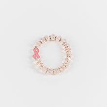 Load image into Gallery viewer, Pink Ribbon Faceted Beaded Stretch Bracelet - NBCF