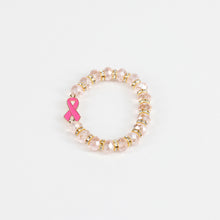 Load image into Gallery viewer, Pink Ribbon Faceted Beaded Stretch Bracelet - NBCF