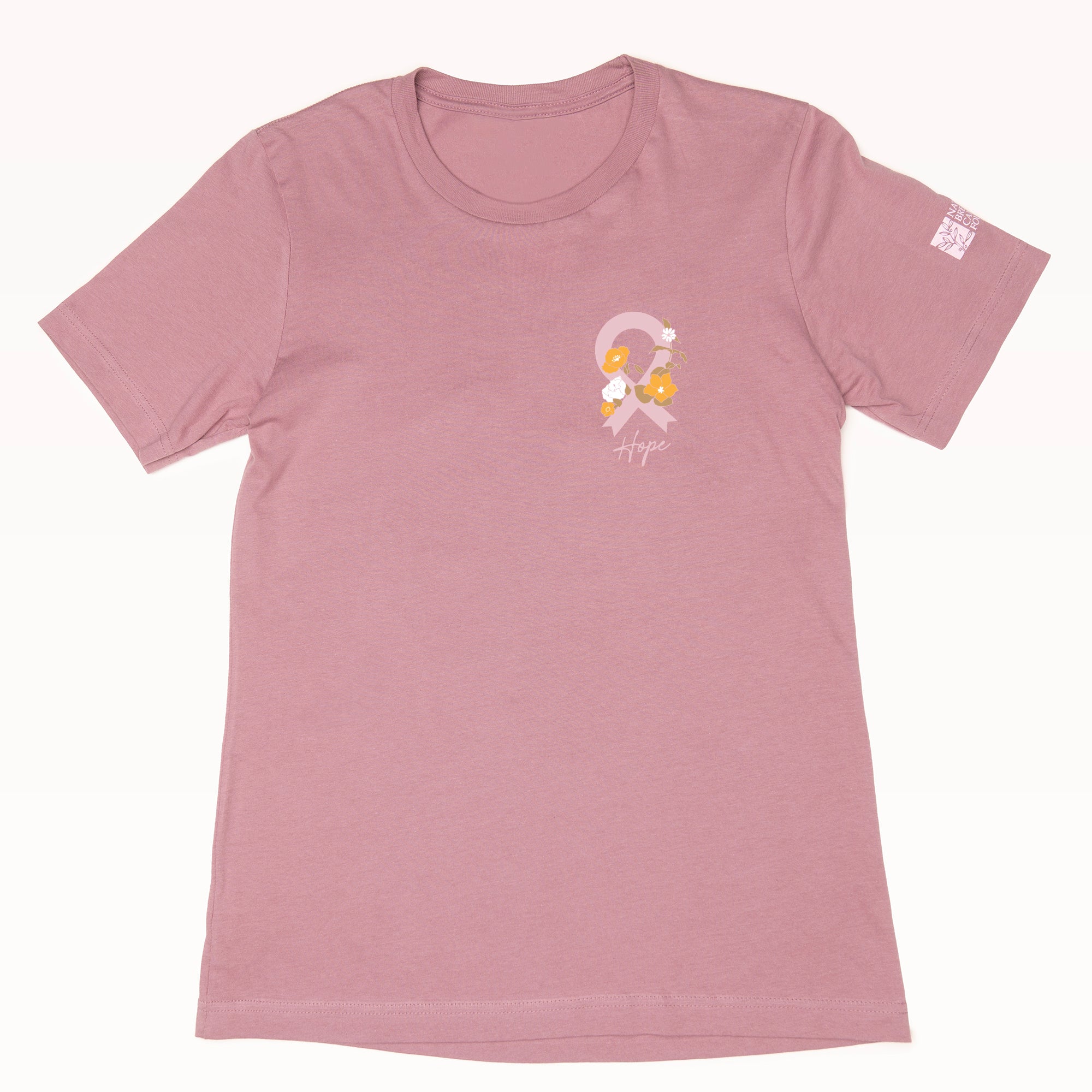Pink Ribbon Breast Cancer T-Shirt - Pink - Floral- NBCF