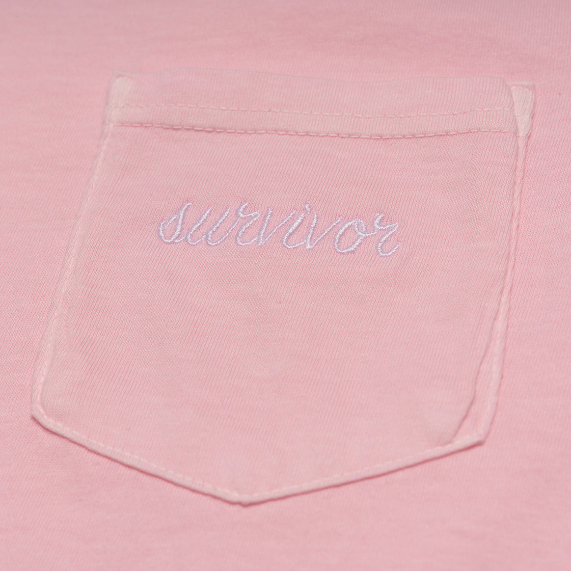 Breast Cancer Survivor Embroidered Pocket T-Shirt - Light Pink - NBCF