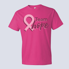 Load image into Gallery viewer, Team HOPE Breast Cancer Support T-Shirt - Script Font- NBCF