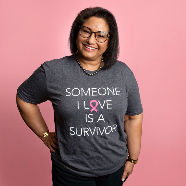 Breast Cancer Someone I Love Is A Survivor T-Shirt - Gray - NBCF