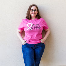 Load image into Gallery viewer, Team HOPE Breast Cancer Support T-Shirt - Script Font- NBCF