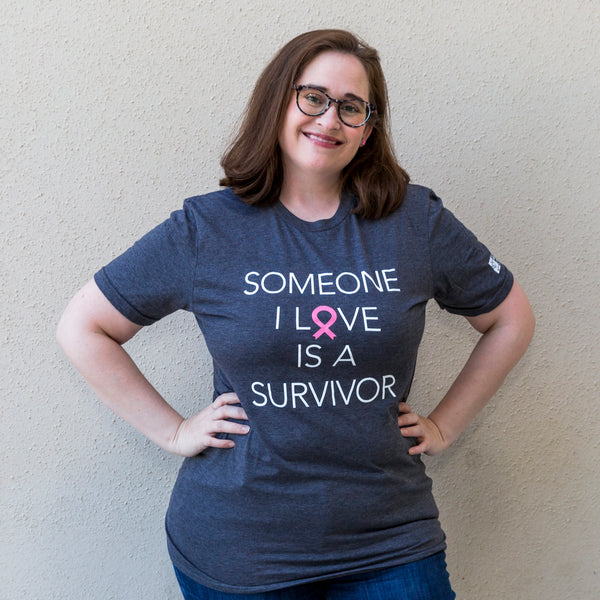 Breast Cancer Someone I Love Is A Survivor T-Shirt - Gray - NBCF