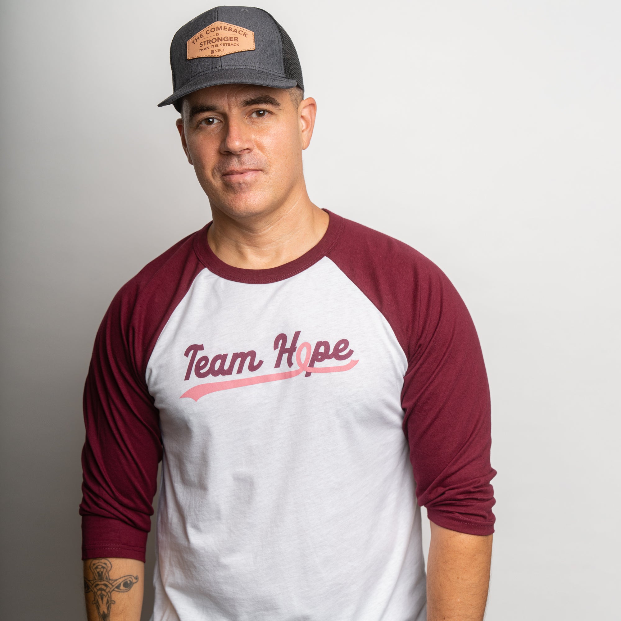 Team HOPE Raglan Baseball T-Shirt - White - Swing Font - NBCF