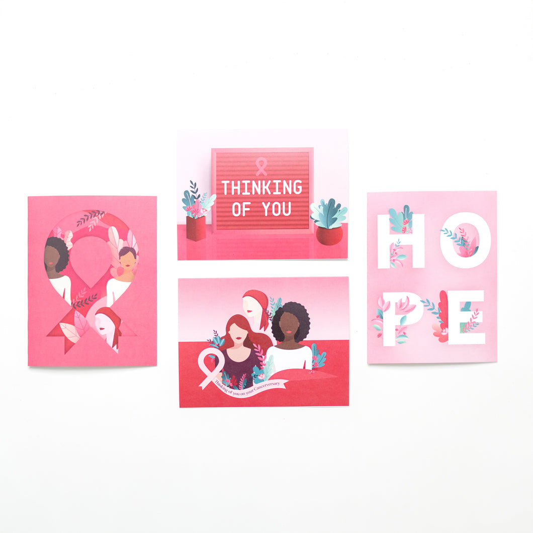 Breast Cancer Assorted Greeting Card Set of 4