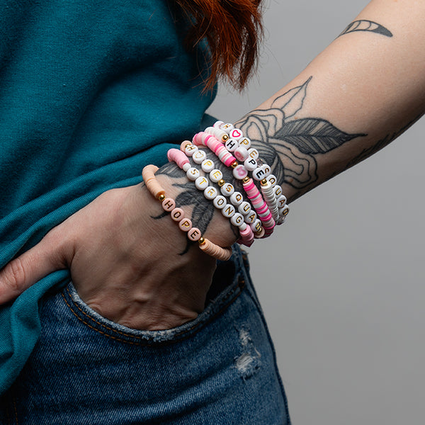 Breast Cancer Assorted Beaded Bracelet