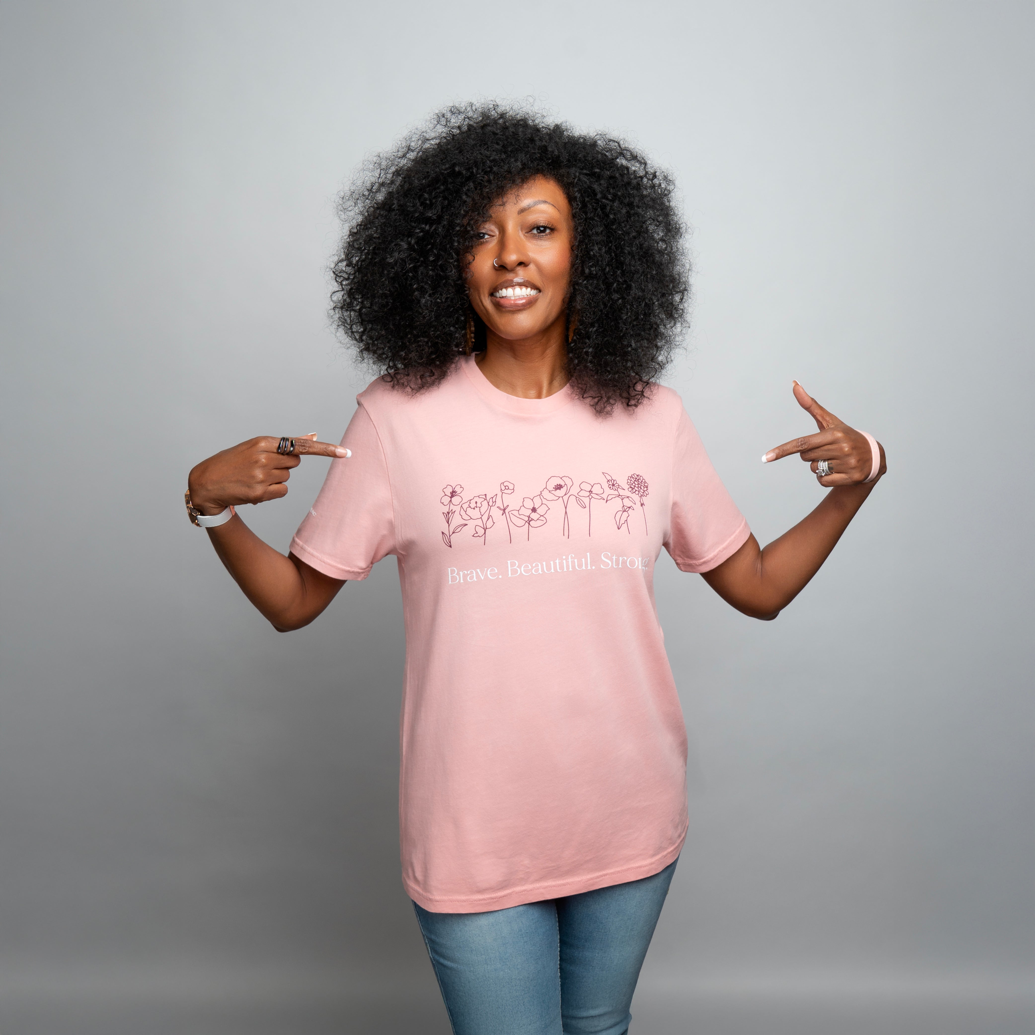 Brave Beautiful Strong T-Shirt - Pink - NBCF