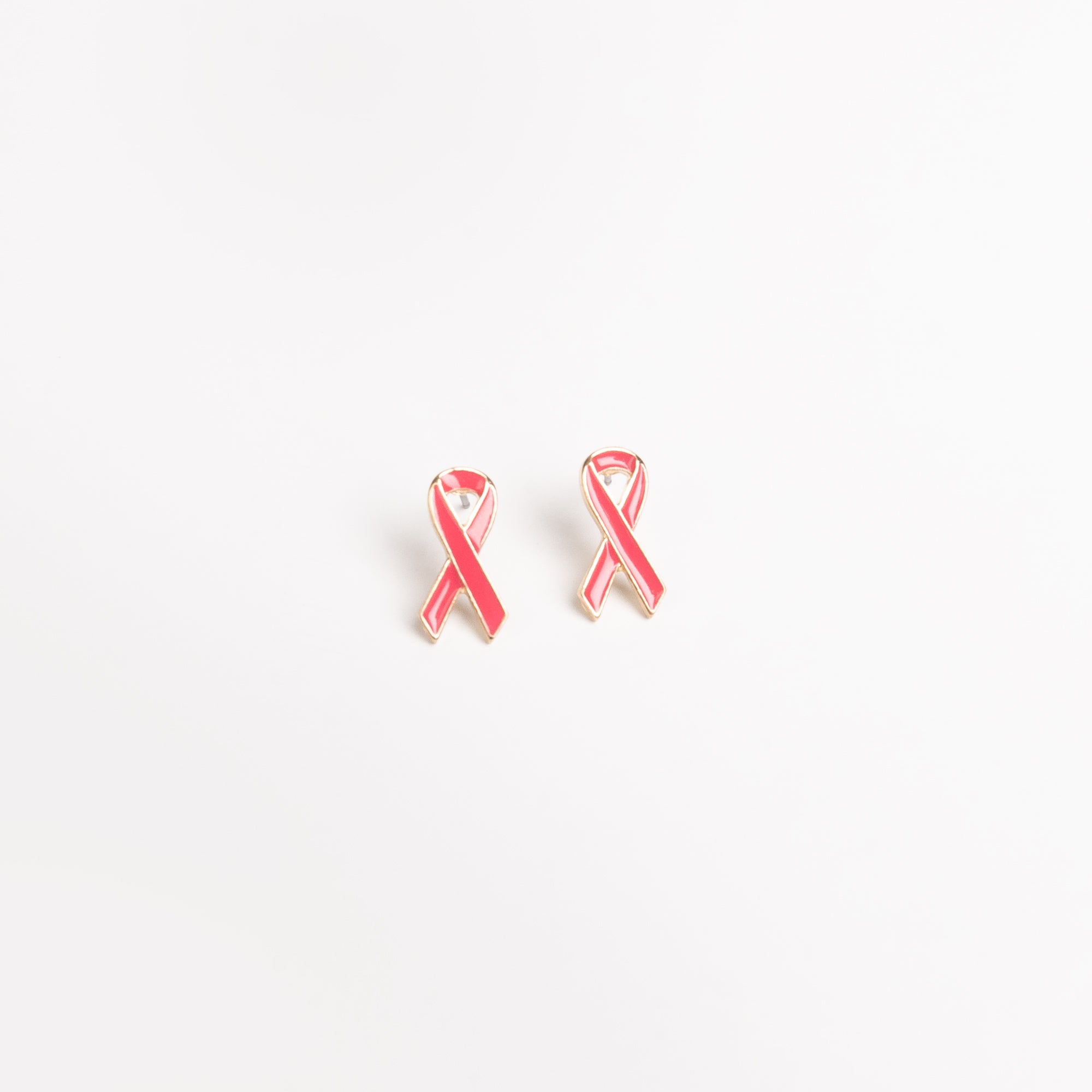Pink Ribbon Stud Earrings
