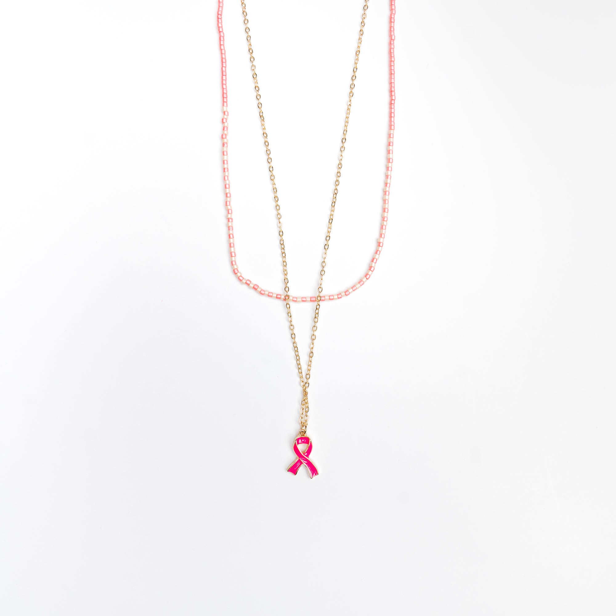 Pink Ribbon Layered Necklace - NBCF