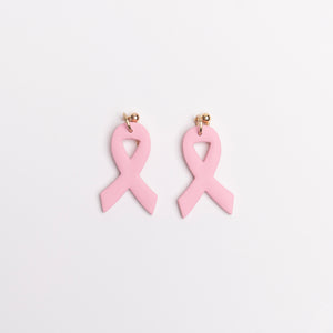 Pink Ribbon Dangle Earrings