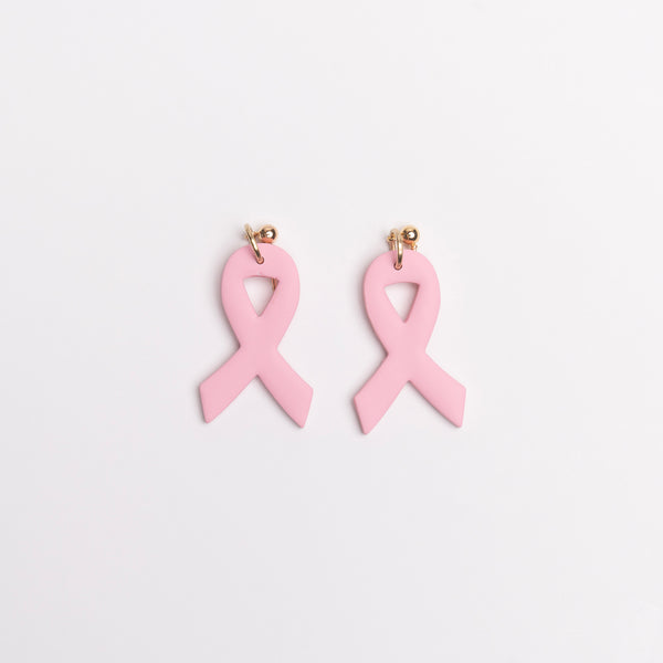 Pink Ribbon Dangle Earrings