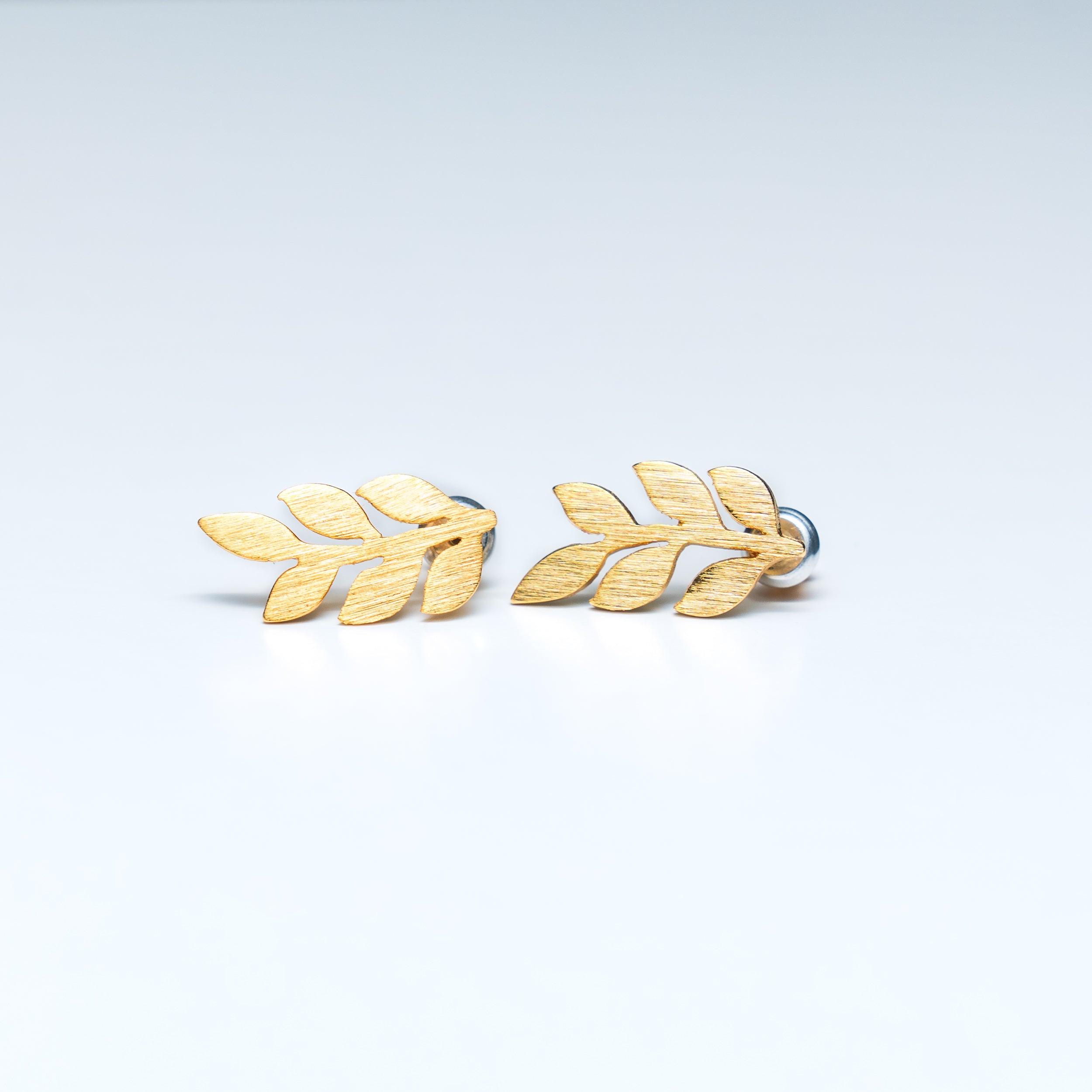 Breast Cancer Awareness Leaf Stud Earrings - Gold - NBCF