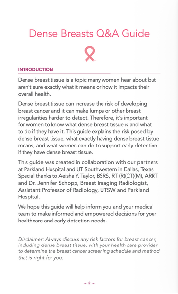 Dense Breast Guide - 10 Count - Educational Material