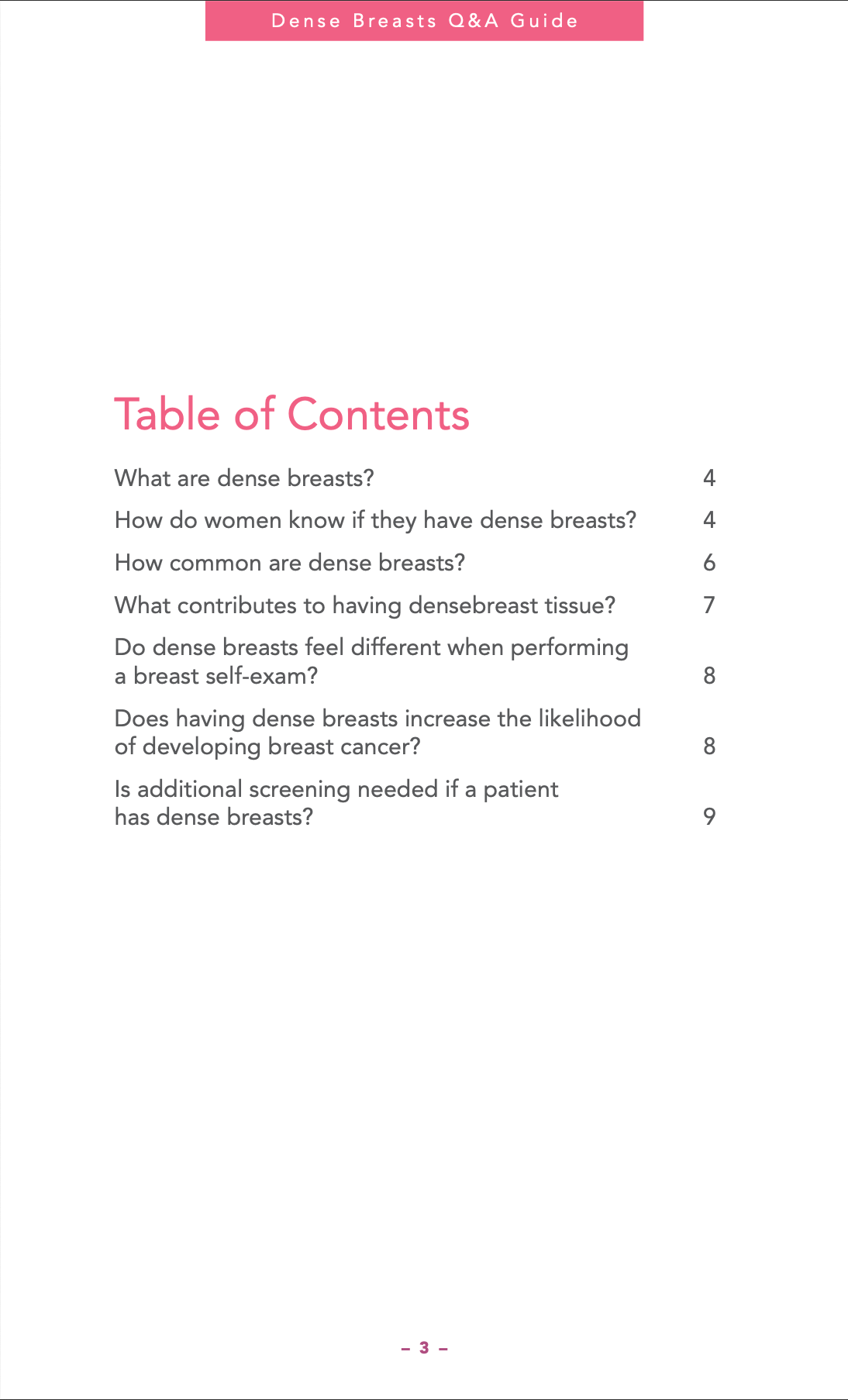 Dense Breast Guide - 10 Count - Educational Material