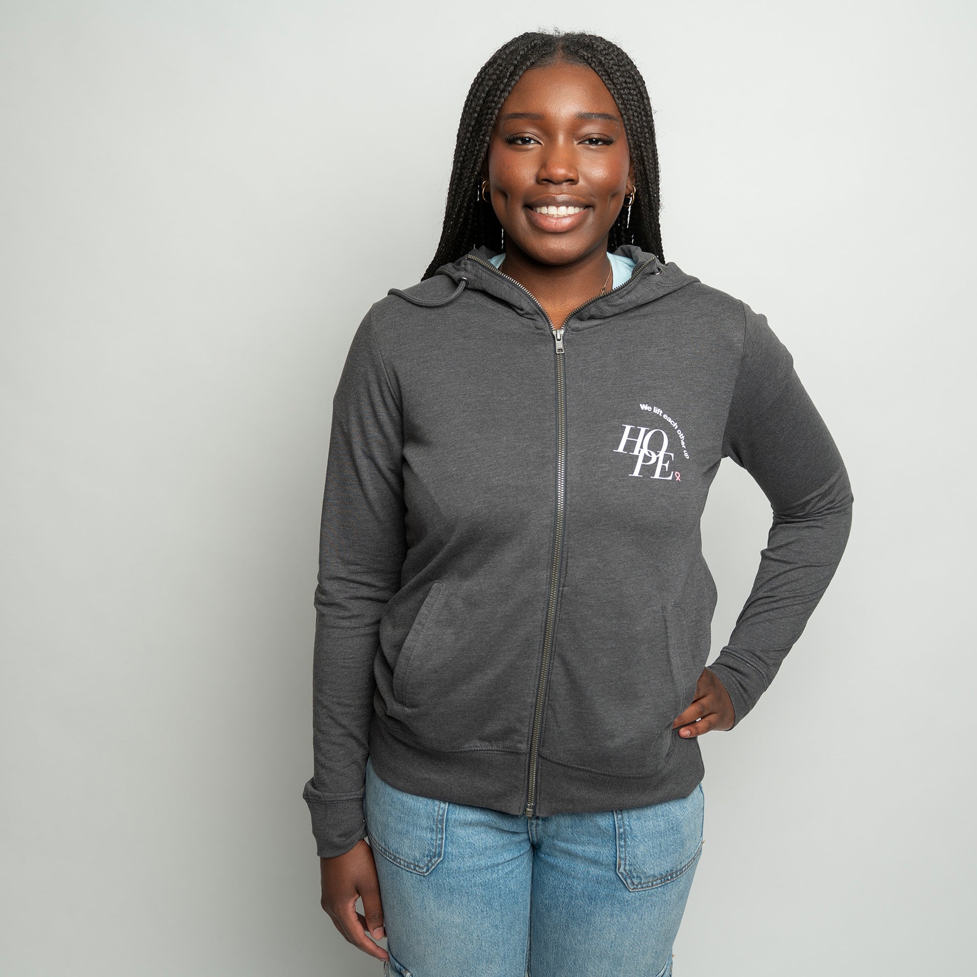 HOPE Zip-Up Hoodie - Women's - Gray - NBCF – NBCF Shop