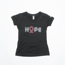 Load image into Gallery viewer, Pink Ribbon HOPE Women&#39;s V-Neck T-Shirt - Gray - NBCF