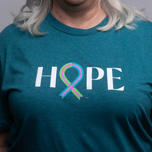 Load image into Gallery viewer, Breast Cancer HOPE Ribbon T-Shirt - Teal - NBCF