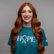 Load image into Gallery viewer, Breast Cancer HOPE Ribbon T-Shirt - Teal - NBCF