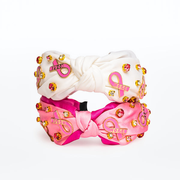 Breast Cancer Awareness Pink Ribbon Embellished Knot Headband - NBCF