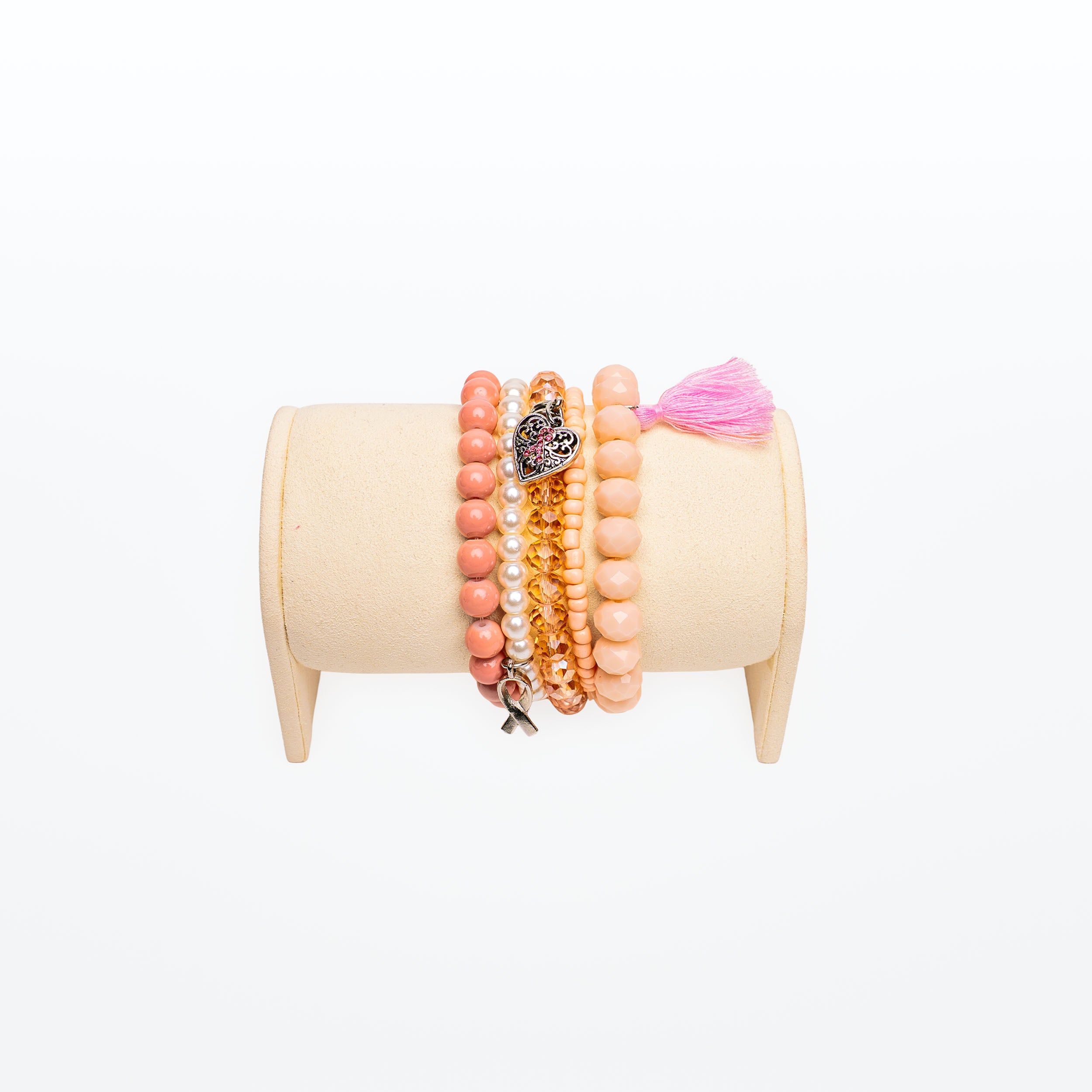 Breast Cancer Awareness Beaded Bracelet Stack - NBCF