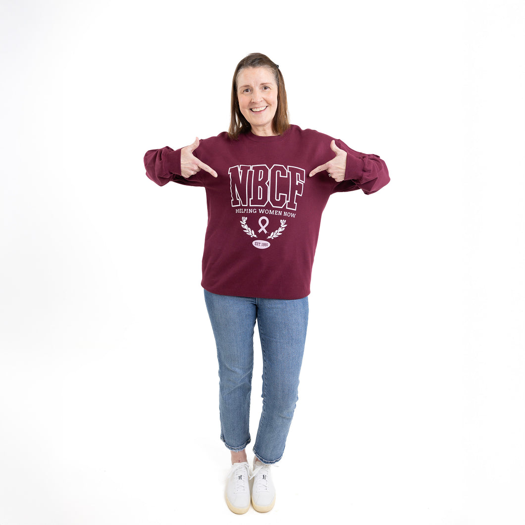 NBCF Collegiate Inspired Sweatshirt - Burgundy - NBCF