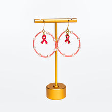 Load image into Gallery viewer, Breast Cancer Awareness Pink Ribbon Circle Earrings - NBCF