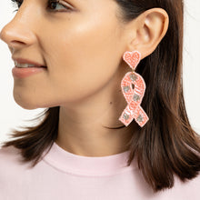 Load image into Gallery viewer, Pink Ribbon Sequin Earrings