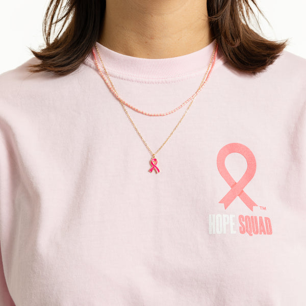 Pink Ribbon Layered Necklace