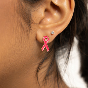 Pink Ribbon Stud Earrings
