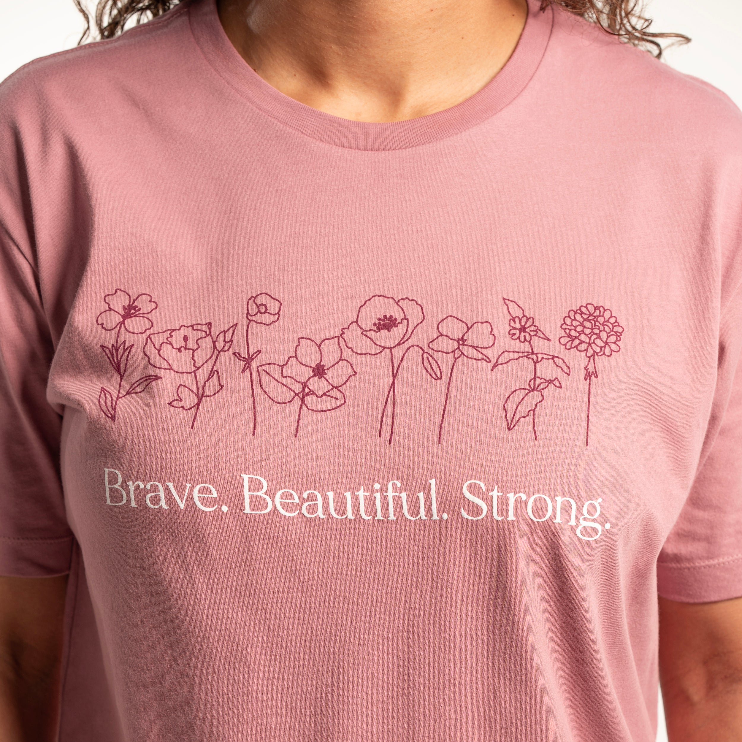 Brave Beautiful Strong T-Shirt - Pink - NBCF