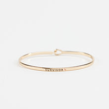 Load image into Gallery viewer, Survivor Pink Ribbon Hook Bracelet - Gold - NBCF