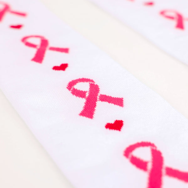 Breast Cancer Awareness Pink Ribbon Heart Knee High Socks - Pink - NBCF