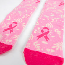 Load image into Gallery viewer, Breast Cancer Awareness Pink Ribbon Floral Socks - Pink - NBCF