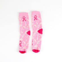 Load image into Gallery viewer, Breast Cancer Awareness Pink Ribbon Floral Socks - Pink - NBCF