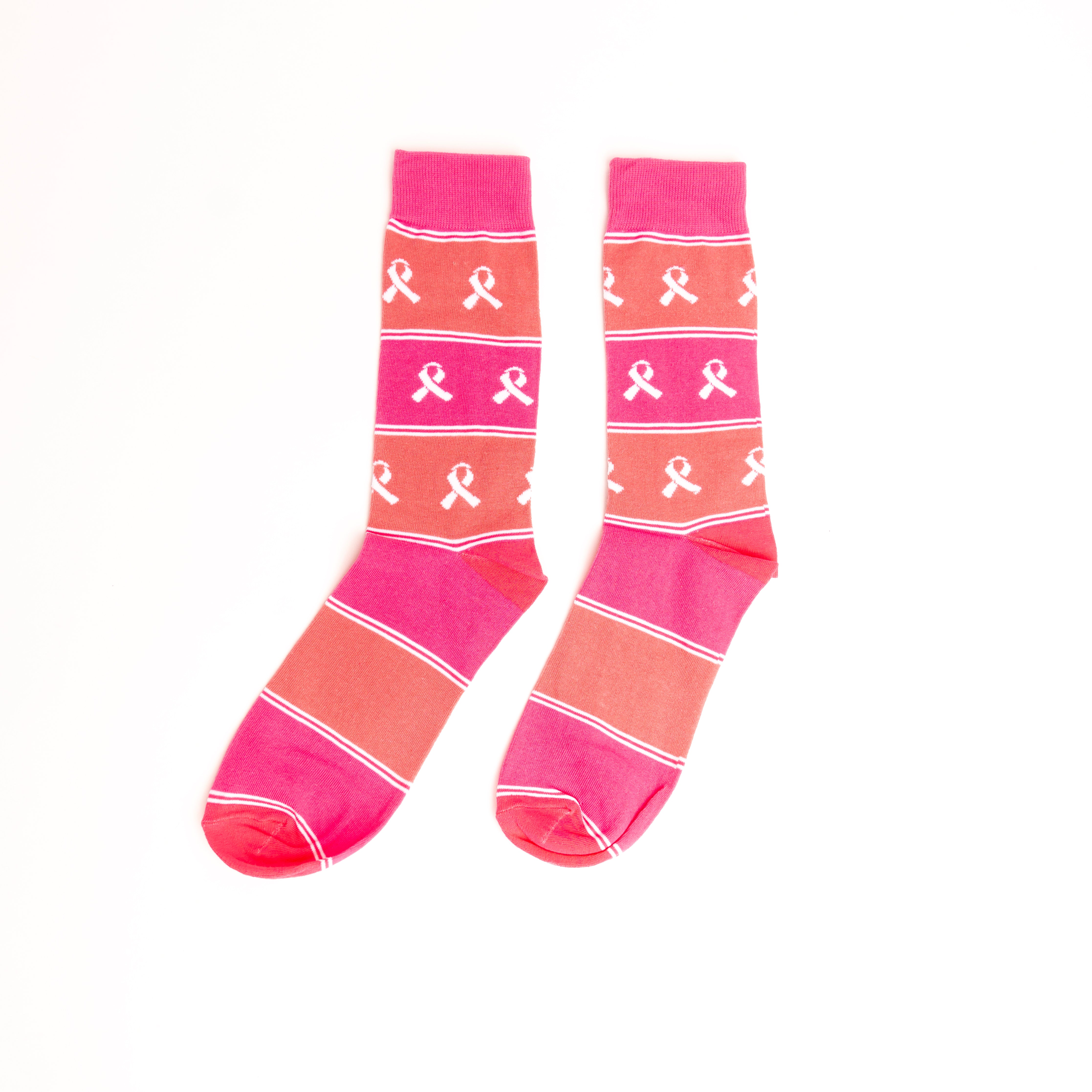Men's Pink Ribbon Breast Cancer Awareness Socks - Pink - NBCF