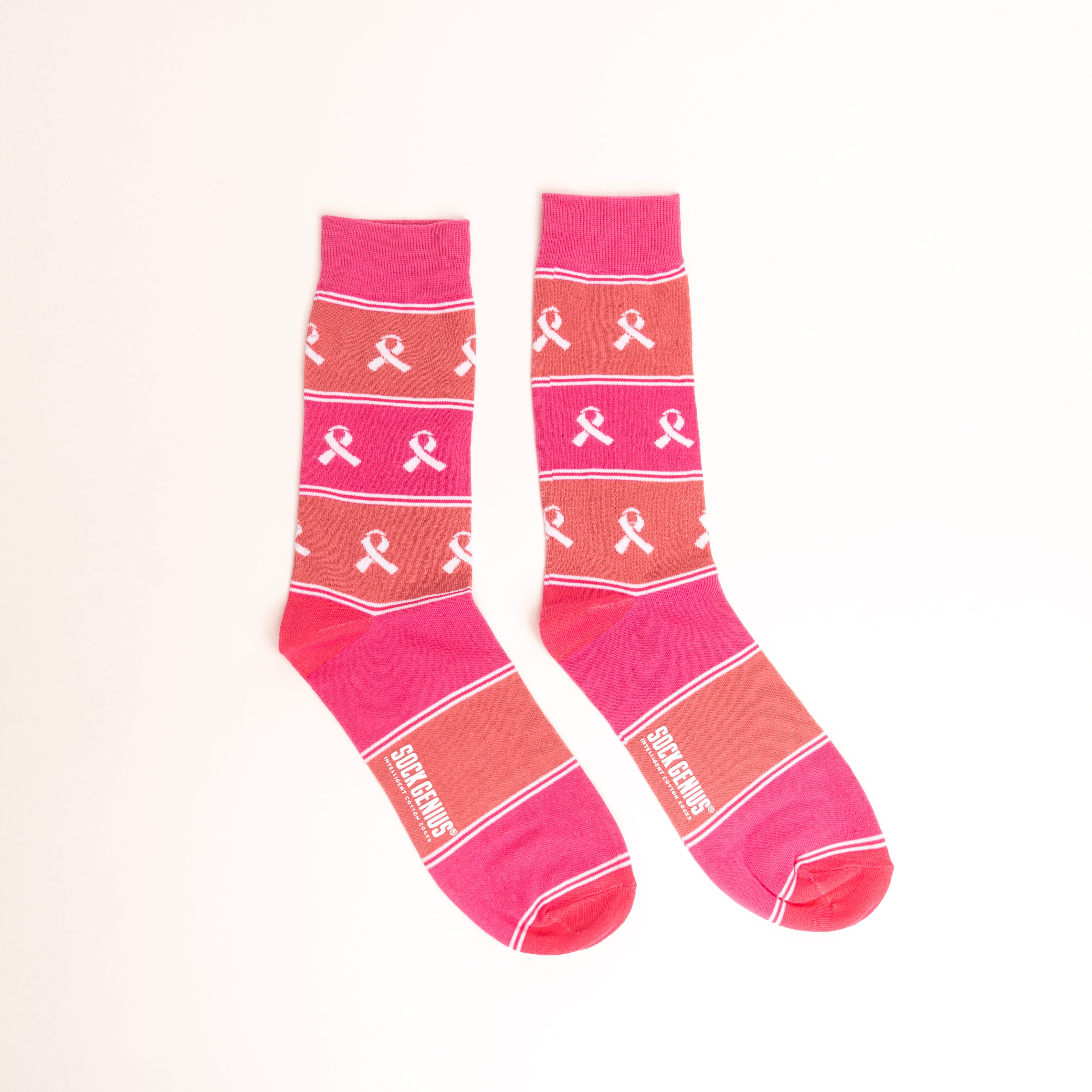 Men's Pink Ribbon Breast Cancer Awareness Socks - Pink - NBCF
