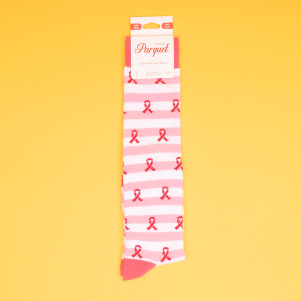 Breast Cancer Awareness Pink Ribbon Knee High Socks - Pink - NBCF