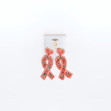 Load image into Gallery viewer, Pink Ribbon Sequin Earrings