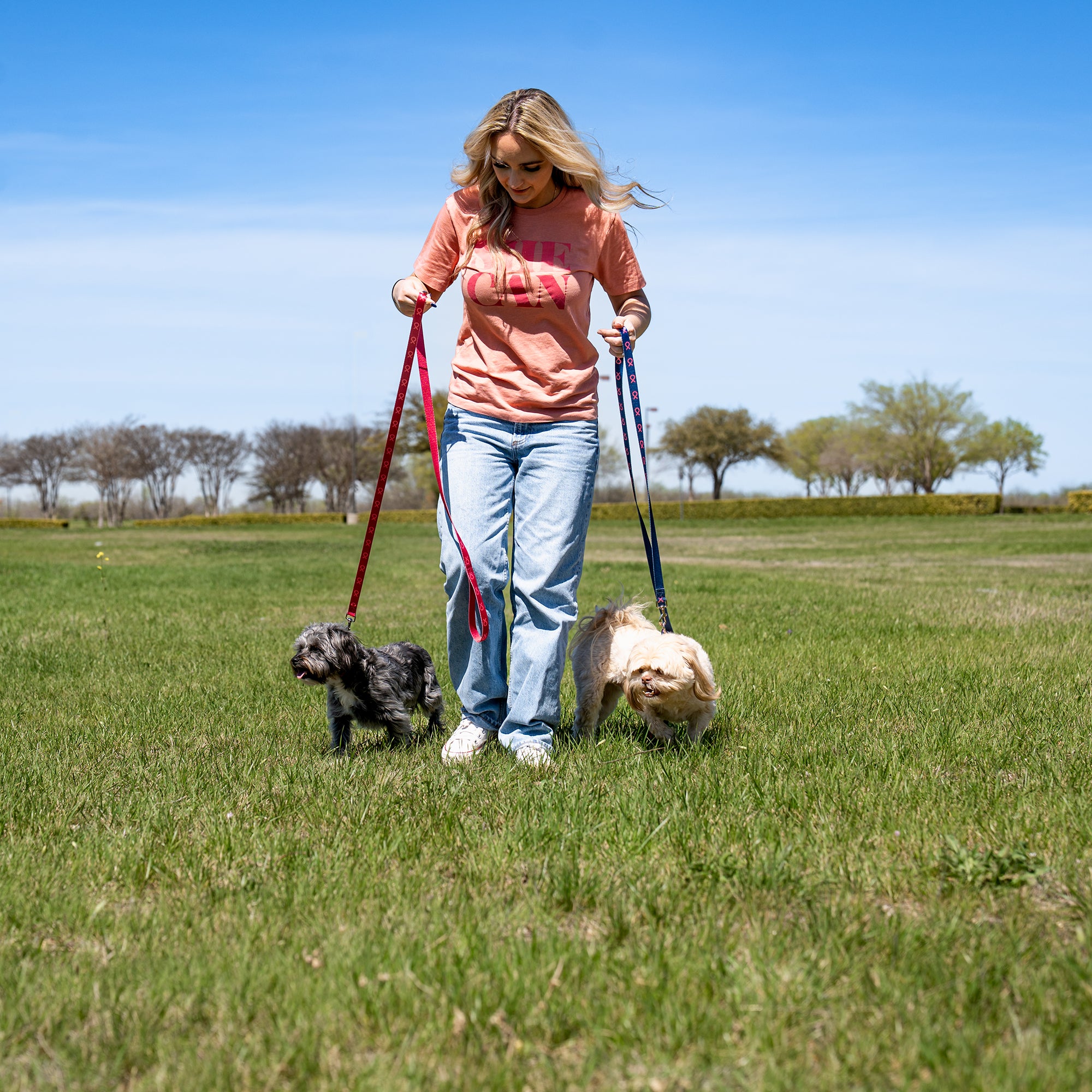 Pink Ribbon Pet Leash - Navy - NBCF