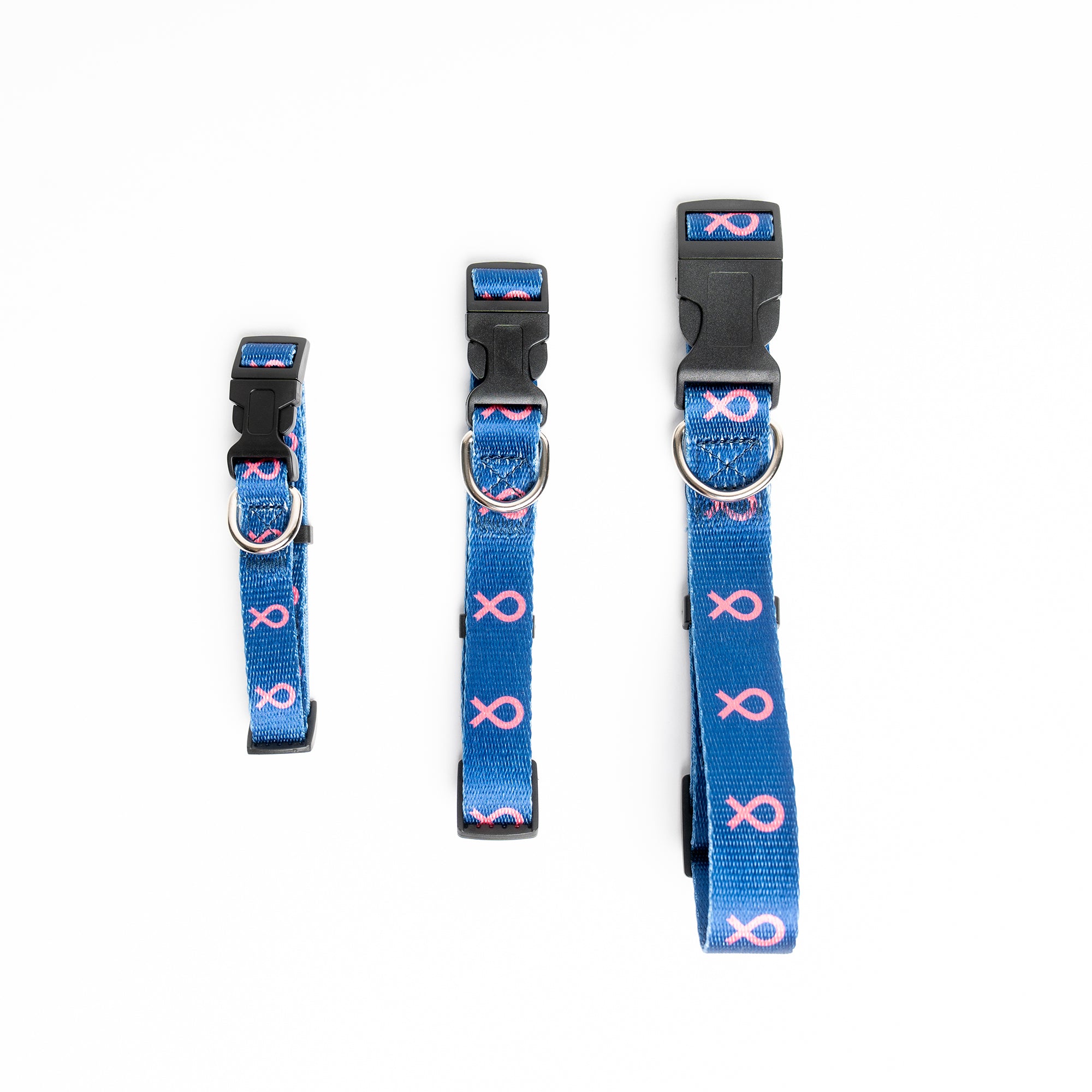 Pink Ribbon Pet Collar - Navy - NBCF