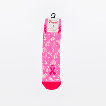 Load image into Gallery viewer, Breast Cancer Awareness Pink Ribbon Floral Socks - Pink - NBCF