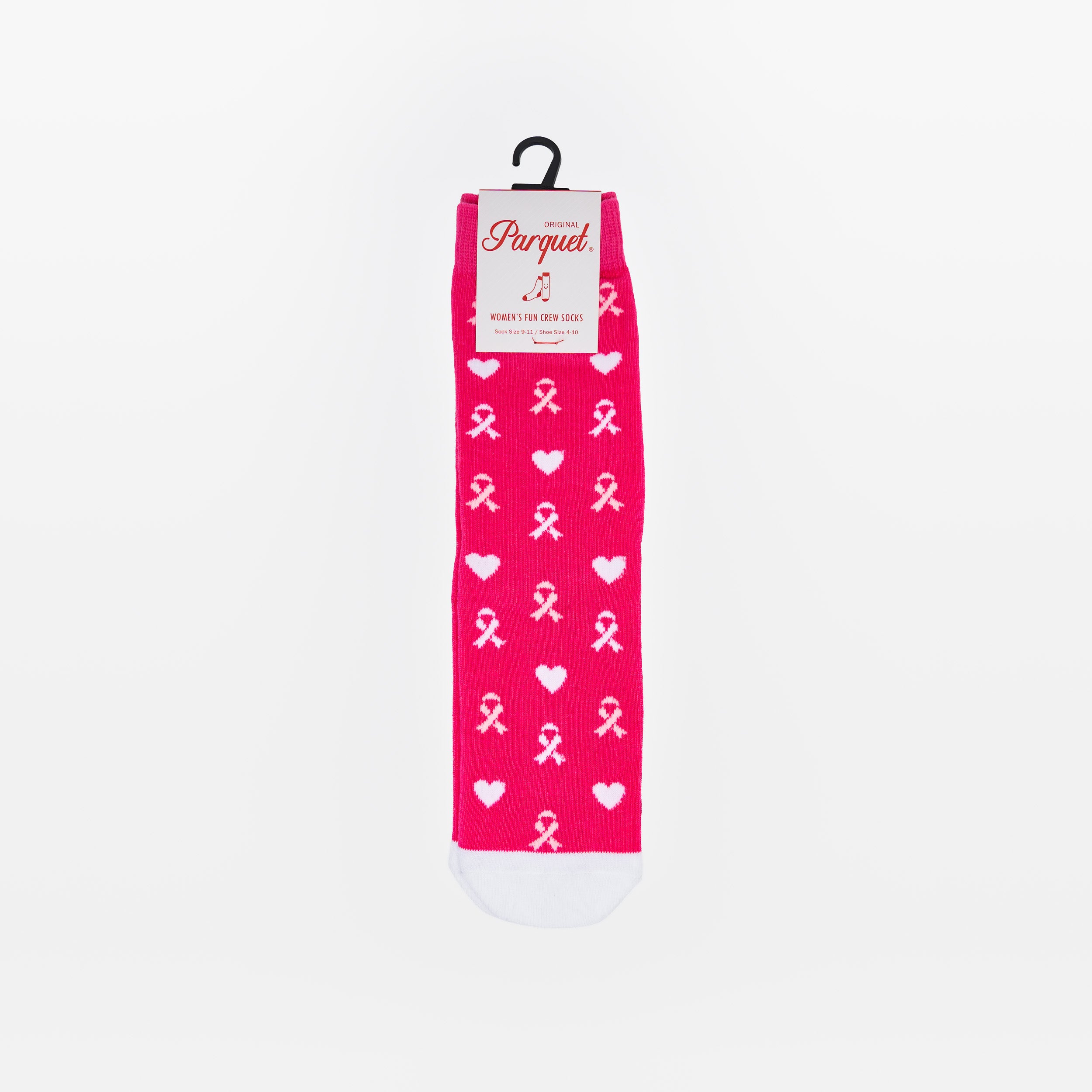Breast Cancer Awareness Pink Ribbon Heart Socks - Pink - NBCF