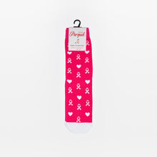Load image into Gallery viewer, Breast Cancer Awareness Pink Ribbon Heart Socks - Pink - NBCF