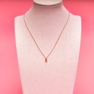 Breast Cancer Awareness Ribbon Necklace - Gold - NBCF