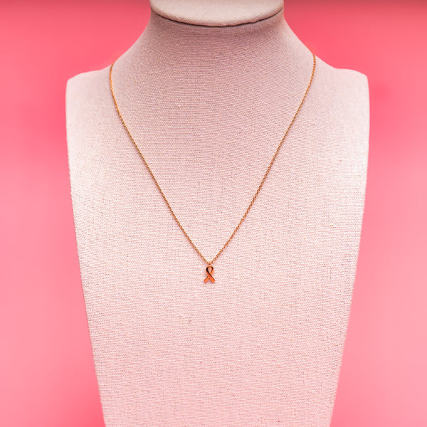 Breast Cancer Awareness Ribbon Necklace - Gold - NBCF