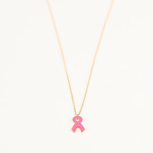 Pink Ribbon Enamel Pendant Necklace - NBCF
