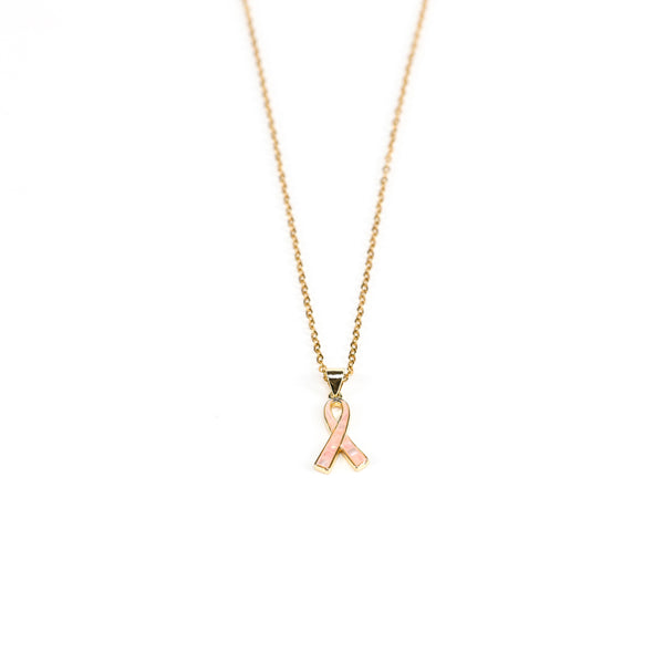 Pink Ribbon Pendant Necklace